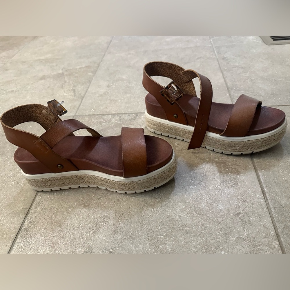MIA Brown Platform Espadrille Wedge Sandals
